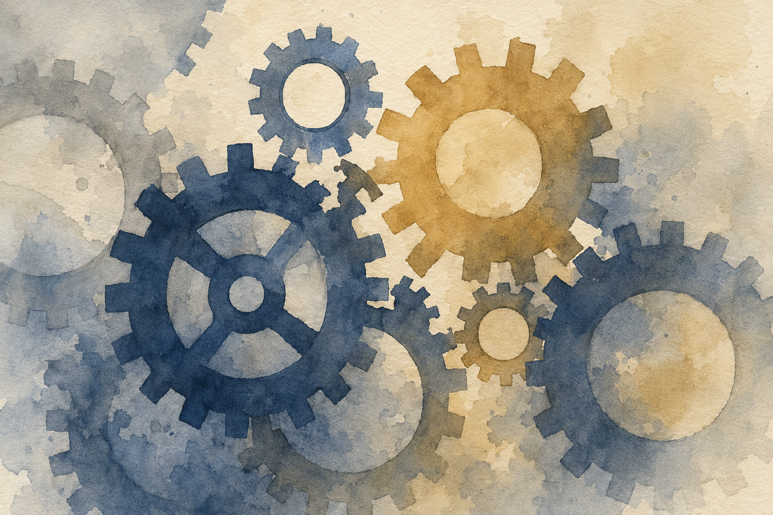An abstract image of interlocking and partially overlapping gears, some appearing misaligned, symbolizing internal departmental friction and coordination challenges within a government.