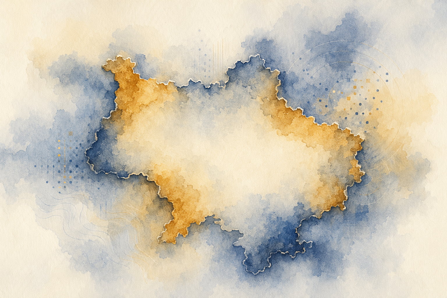 Abstract representation of demographic changes in border areas.